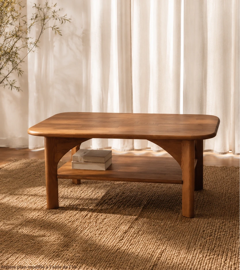 table basse en bois sur mesure réalisée par Matière Vive, atelier d'ébénisterie d'Angers